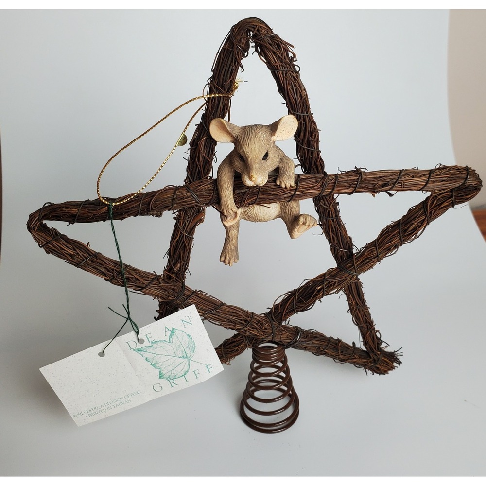 Rare Charming Tails Rustic Star Mouse Christmas Tree Topper Dean Griff
